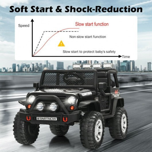 12V Kids Electric Ride On Truck with Remote Control and Operation Lever-Black