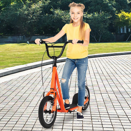 Height Adjustable Kid Kick Scooter with 12 Inch Air Filled Wheel-Pink