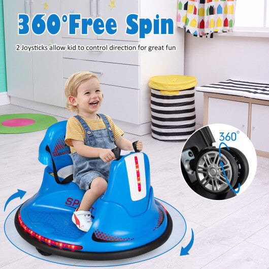 12V Kids Ride On Bumper Car with Remote Control Lights and Music-Red
