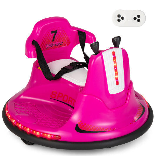 12V Kids Ride On Bumper Car with Remote Control Lights and Music-Red