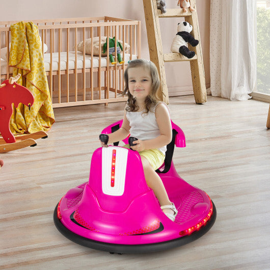 12V Kids Ride On Bumper Car with Remote Control Lights and Music-Red