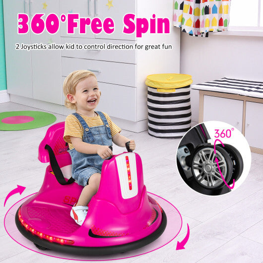 12V Kids Ride On Bumper Car with Remote Control Lights and Music-Red