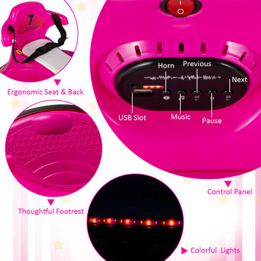 12V Kids Ride On Bumper Car with Remote Control Lights and Music-Red