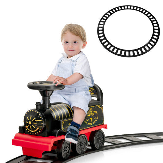 6V Electric Kids Ride On Car Toy Train with 16 Pieces Tracks-Blue