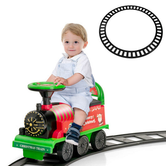 6V Electric Kids Ride On Car Toy Train with 16 Pieces Tracks-Blue