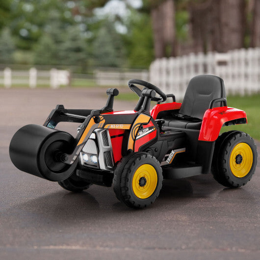 12V Kids Ride on Road Roller with 2.4G Remote Control-Yellow