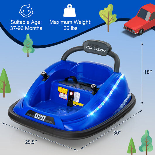 12V Kids Bumper Car Ride on Toy with Remote Control and 360 Degree Spin Rotation-Black