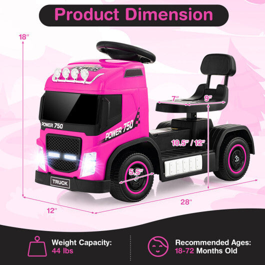 6V Kids Electric Ride-on Truck with Height Adjustable Seat-White