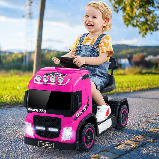 6V Kids Electric Ride-on Truck with Height Adjustable Seat-White