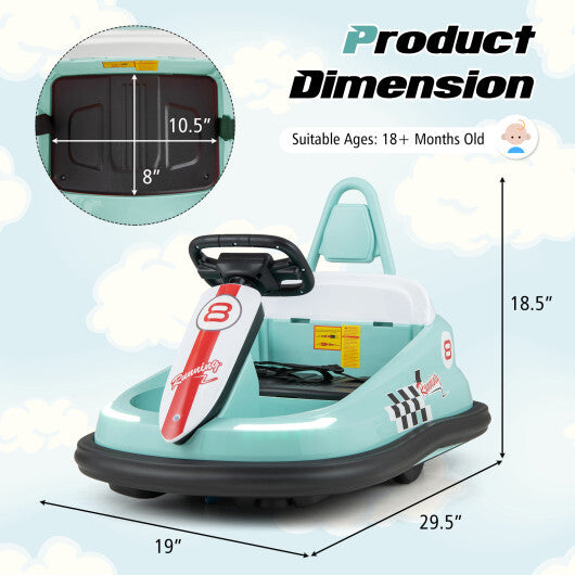 6V kids Ride-on Bumper Car with 360 Spinning and Dual Motors-Green