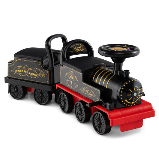 6V Ride on Train 2-Seater with Carriage and Flashing LED Lights-Green