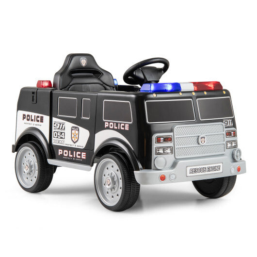 12V Battery Powered Electric Vehicle with 3 Speeds and Megaphone-Black