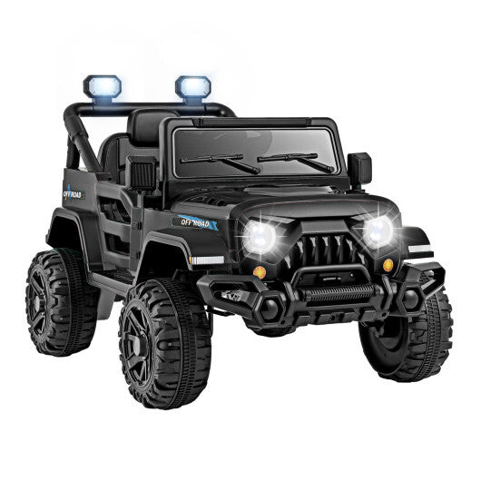 12V Kids Ride on Truck Car with Remote Control Threaded Wheels and 3 Speeds-White
