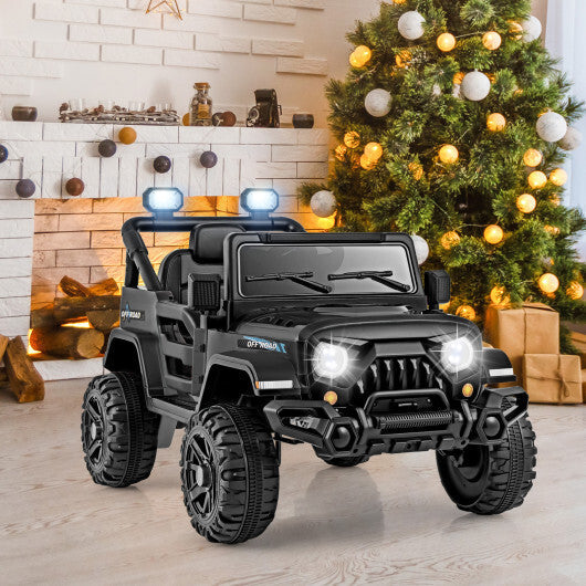 12V Kids Ride on Truck Car with Remote Control Threaded Wheels and 3 Speeds-White