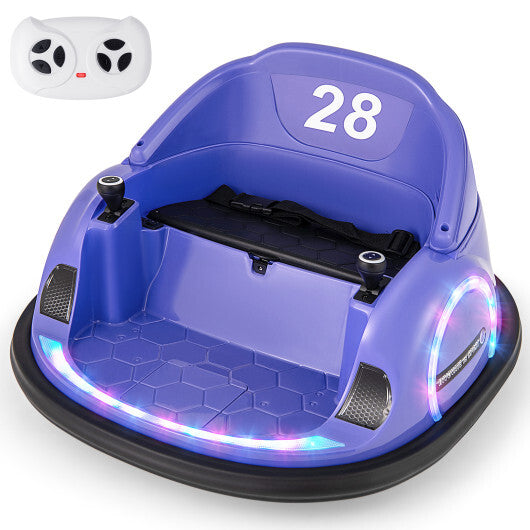 12V 360? Ride on Bumper Car for Toddlers with Remote Control-Purple - Color: Purple