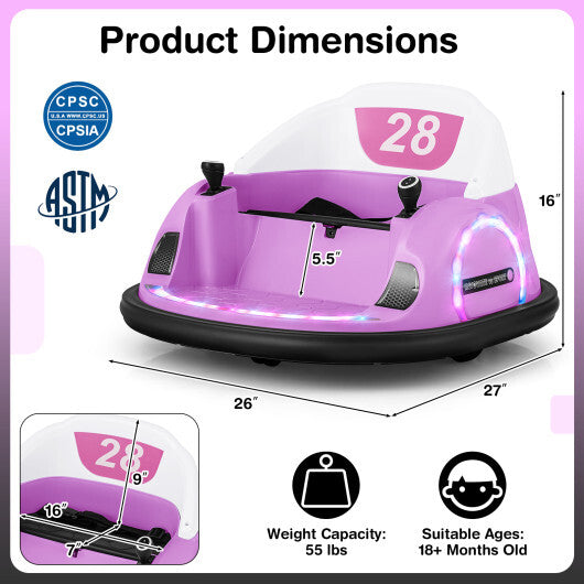 12V 360? Ride on Bumper Car for Toddlers with Remote Control-Light Blue