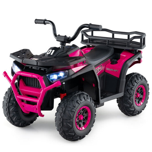 24V Kids Ride on Electric ATV Quad Car with Realistic Sounds and  LED Lights-Black