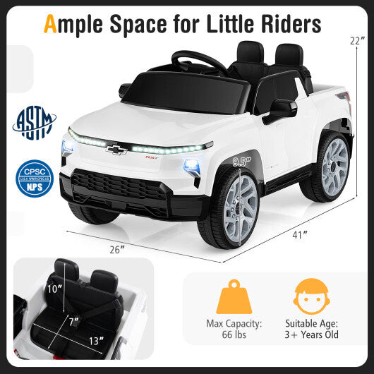 12V Ride on Car Truck Licensed Chevrolet with Remote Control Gift for 3+-Black
