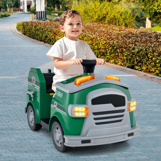 12V Toddler Fire Toy Car with Shovel and Wrench for Ages 37-95 Months-Black