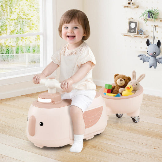 Toddler Ride on Toy with Trailer and Light Music-Blue