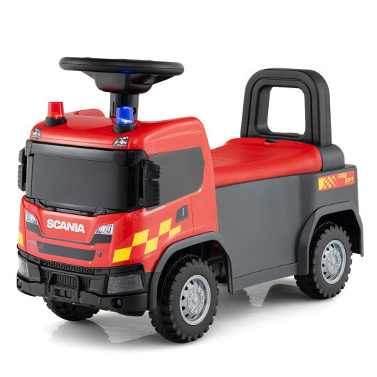 Kids Ride On Push Car Licensed SCANIA Truck Toy with Steering Wheel and Music-Yellow
