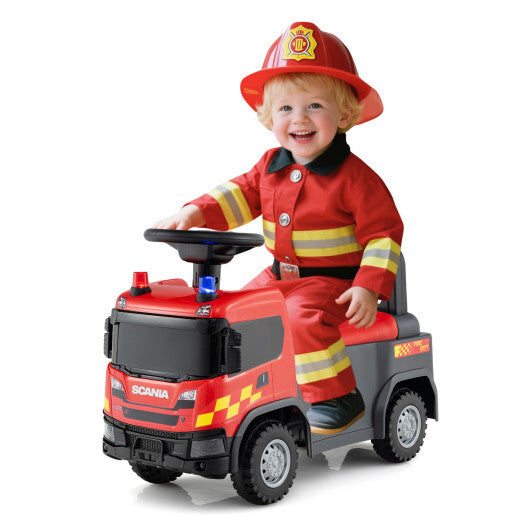 Kids Ride On Push Car Licensed SCANIA Truck Toy with Steering Wheel and Music-Yellow