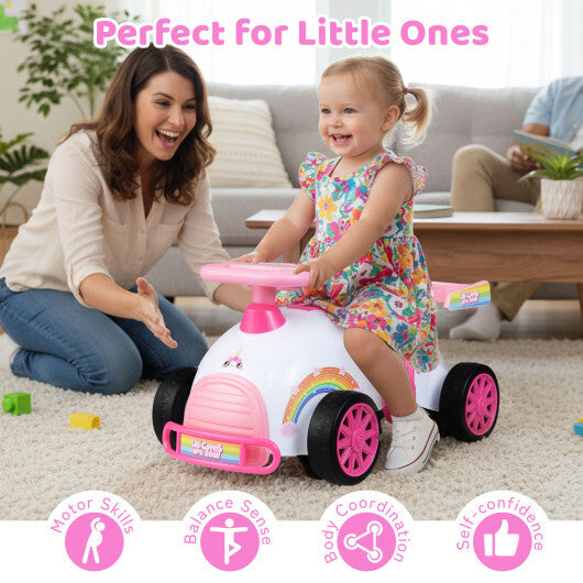 Kids Ride On Car Sliding Toy with Music and Under-Seat Storage-Black & Red
