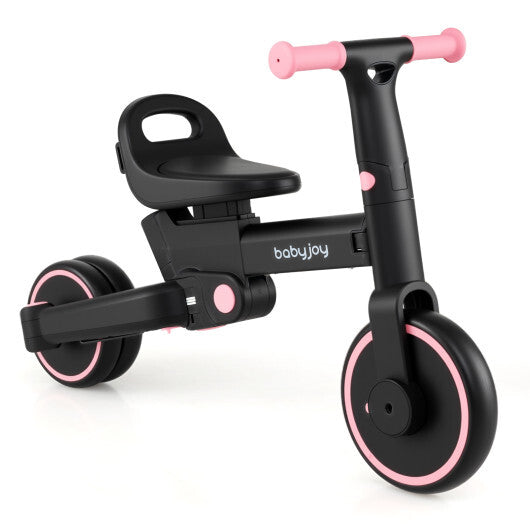 4-in-1 Foldable Toddler Tricycle with Push Handle with Adjustable Seat-Navy