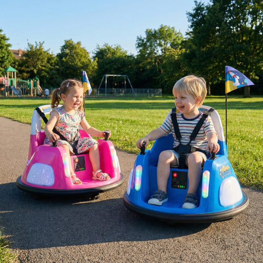 12V Kids Ride On Bumper Car with Remote Control and Flashing Lights-Pink