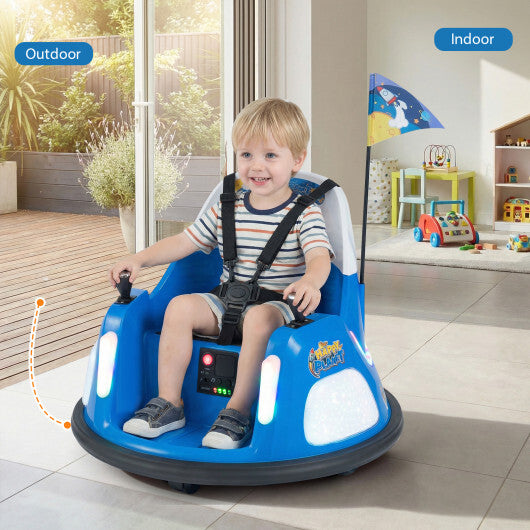 12V Kids Ride On Bumper Car with Remote Control and Flashing Lights-Pink