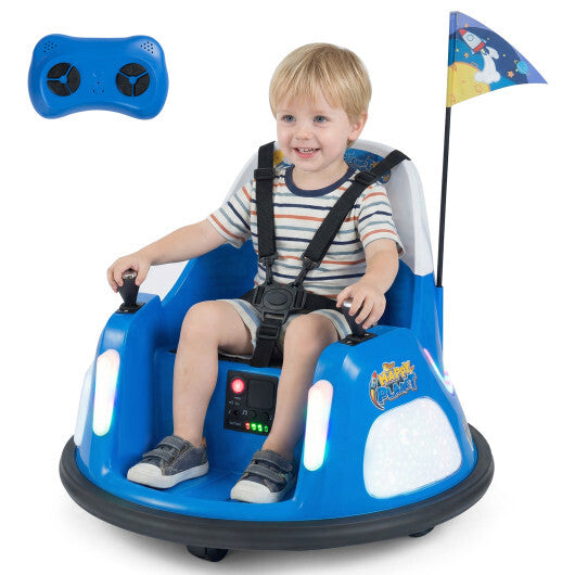 12V Kids Ride On Bumper Car with Remote Control and Flashing Lights-Pink