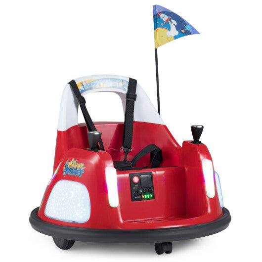 12V Kids Ride On Bumper Car with Remote Control and Flashing Lights-Pink