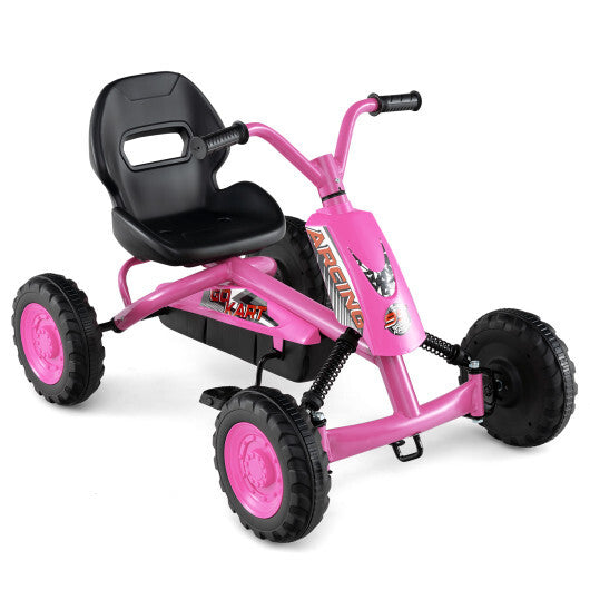 Go Kart for Kids 4 Wheel with Steering Handlebars and Adjustable Seat-Navy