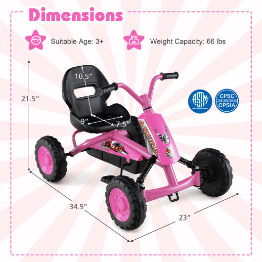 Go Kart for Kids 4 Wheel with Steering Handlebars and Adjustable Seat-Navy