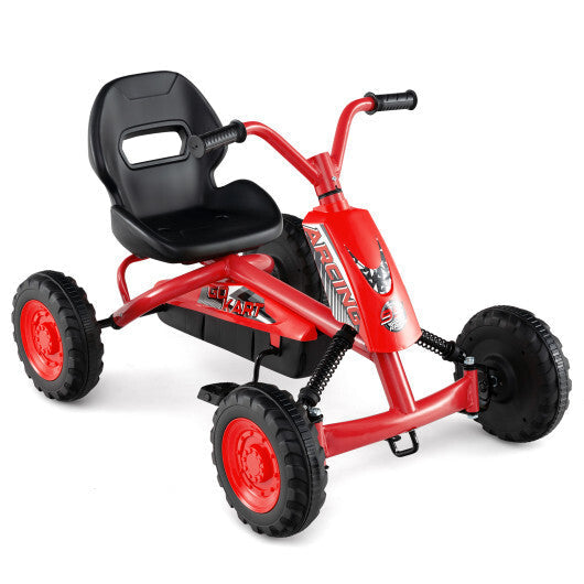 Go Kart for Kids 4 Wheel with Steering Handlebars and Adjustable Seat-Navy