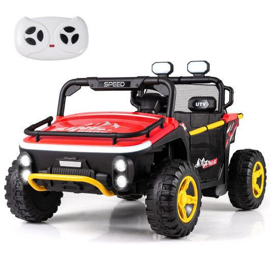 24V Ride on Toy for Kids 2 Seater Ride on Truck Car with Horn Music Story-Red - Color: Red