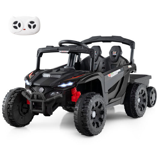 12V Battery Powered Ride On Tractor with Parent Remote Control-Black and Pink