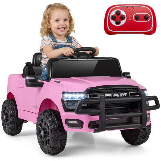 12V Kids Ride On Car Licensed RAM 3500 Electric Vehicle with Remote Control-Pink - Color: Pink