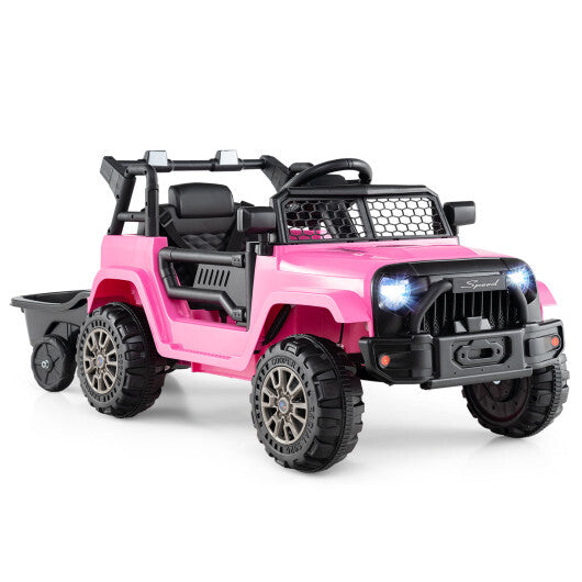 12V Kids Ride On UTV Car with Detachable Trailer-Black