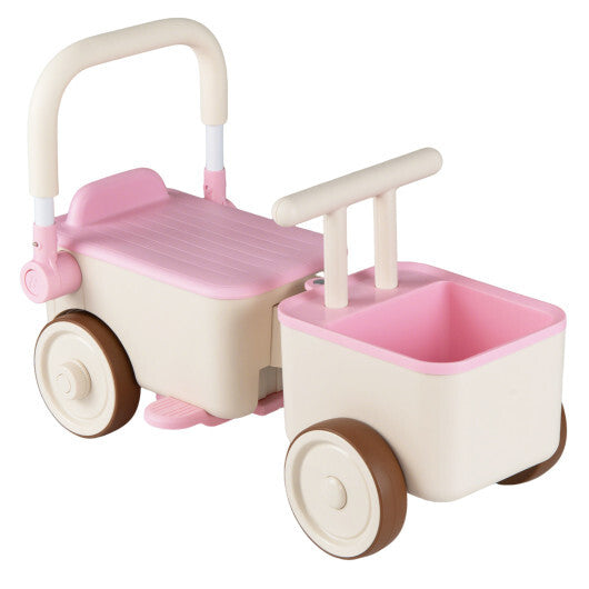 3-in-1 Kids Ride On Push Car with Rope and Storage Basket-Blue