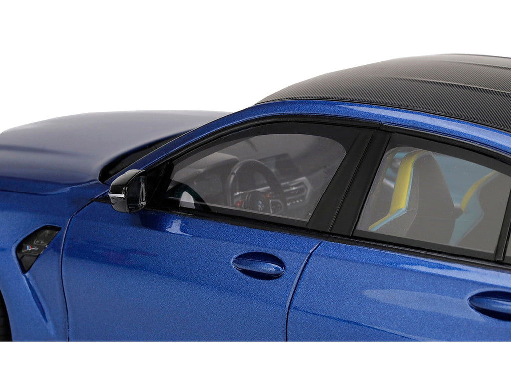 BMW M3 Competition (G80) Portimao Blue Metallic with Carbon Top 1/18 Model Car by Top Speed