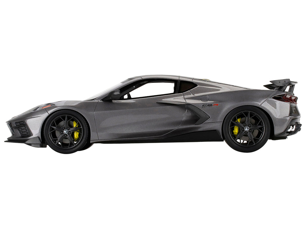 Chevrolet Corvette Stingray C8.R Hypersonic Gray with Yellow Stripes "IMSA GTLM Championship Edition" 1/18 Model Car by Top Speed