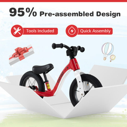 12-Inch Balance Bike with Adjustable Seat and Rotatable Handlebar for Over 36 Months Old-Green