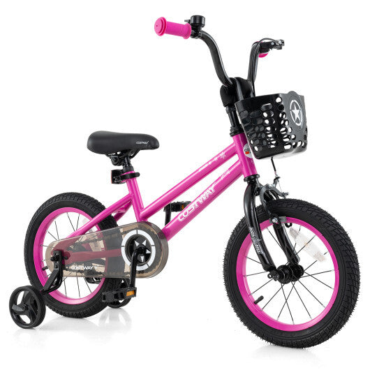 12 Inch Kids Bike Adjustable Bicycle with Front Basket for Children Aged 3-4 Years Old