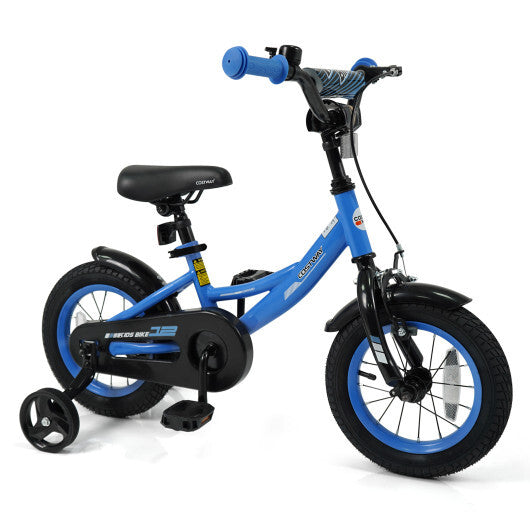 12/14/16/18 Inches Kids Bike with Removable Training Wheels and Adjustable Seatfor 3-8 Years Old Navy-12 inches - Color: Navy - Size: 12 inches