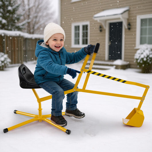 Sand Digger with 2-Handed Controls and Flexible Shovel for 3+ Years Old Kids-Yellow