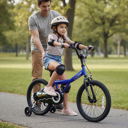 18-Inch Kids Bike with Removable Training Wheels Navy - Brave Hero - Color: Navy - Size: 18 inches
