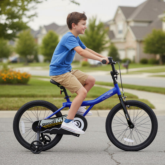 18-Inch Kids Bike with Removable Training Wheels Navy - Brave Hero - Color: Navy - Size: 18 inches