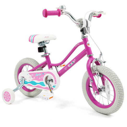 12 Inch Kids Bike for Aged 3-8 Years Old with Adjustable Handlebar Pink- Starlight Wave - Color: Pink - Size: 12 inches