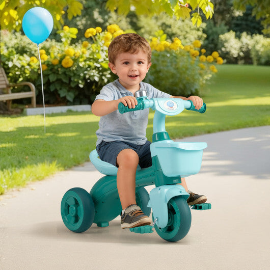 Toddler Tricycle with Limited Steering with Front Baskets and Bell-Pink
